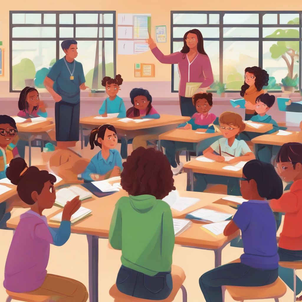 Diverse Students and Teacher in California Classroom